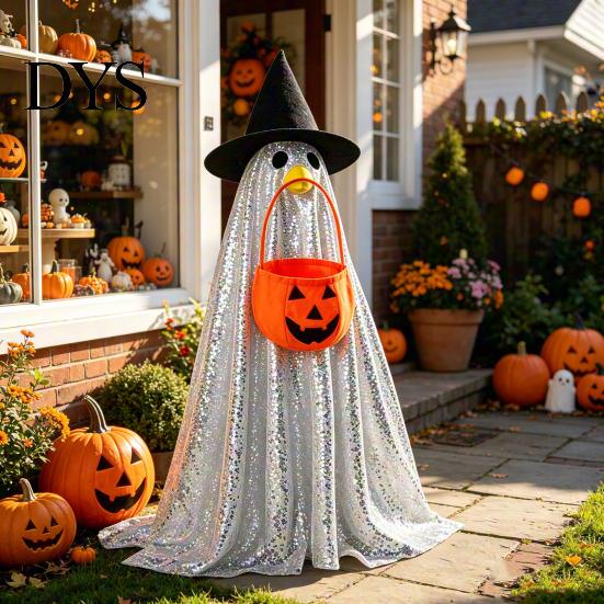 Interchangeable Goose Costume Halloween Ghost Costume, with Shiny Sequin Decor, Sequined Cloak Statue Atmosphere Prop, for Holiday Yard Decorations
