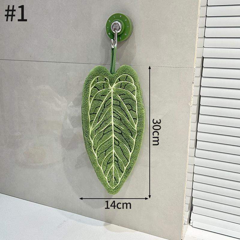 Thickened Plush Kitchen Towel Infusion Shaped Washable Clear Plant Print Hanging Absorbent Towel Household Decorative Towel