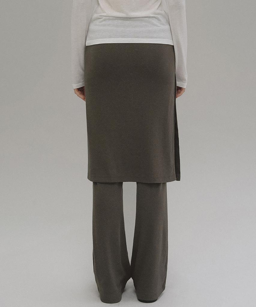 ANDNEEDS Naia Layered Skirt Pants (Brown)