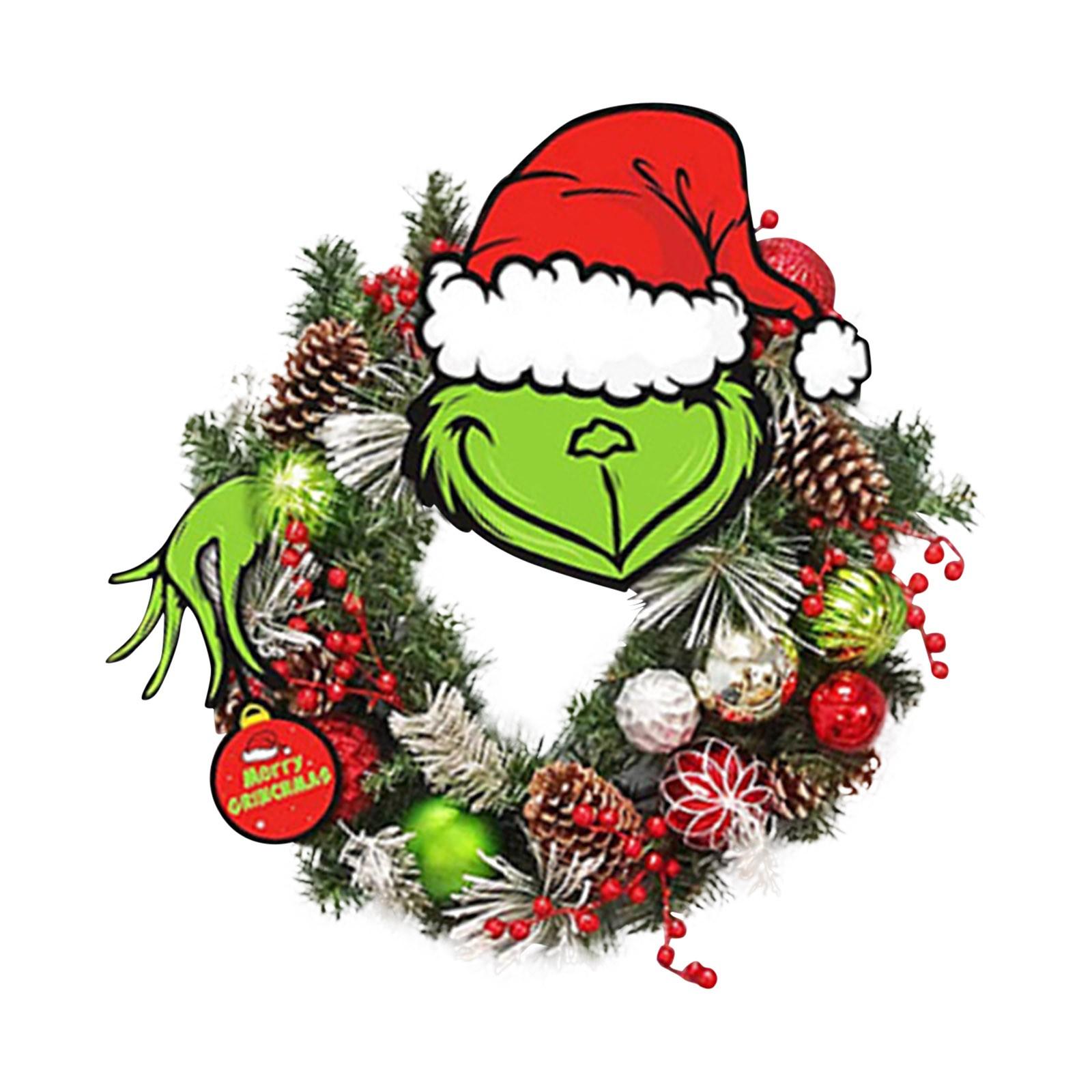 

Рождественский венок-имитатор, рождественский образ зеленого смутьяна, окна и двери, подвесной реквизит для вечеринки One Size зелёный