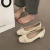 With skirt high heels single shoes flat shoes evening gentle commute bow autumn French women's shoes