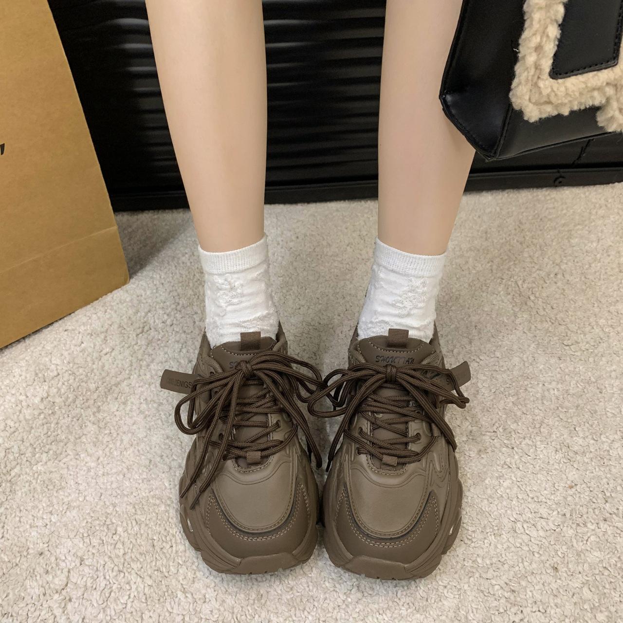 

Daddy shoes women s 2025 new autumn and winter platform inner height increase small women s shoes lightweight brown casual sports shoes women 35