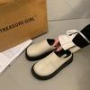Mules con Plateau da Donna Primavera Baotou Mezza Pantofola Casual Punta Tonda Slip-on Scarpe in Pelle da Donna Ciabatte Piatte Monocolore
