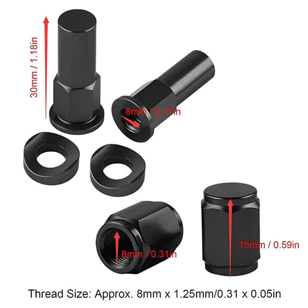 Motorcycle Universal Aluminium Billet Tire Valve Stem Rim Lock Nut Cap Spacer Kit for Dirt Bike Motocross