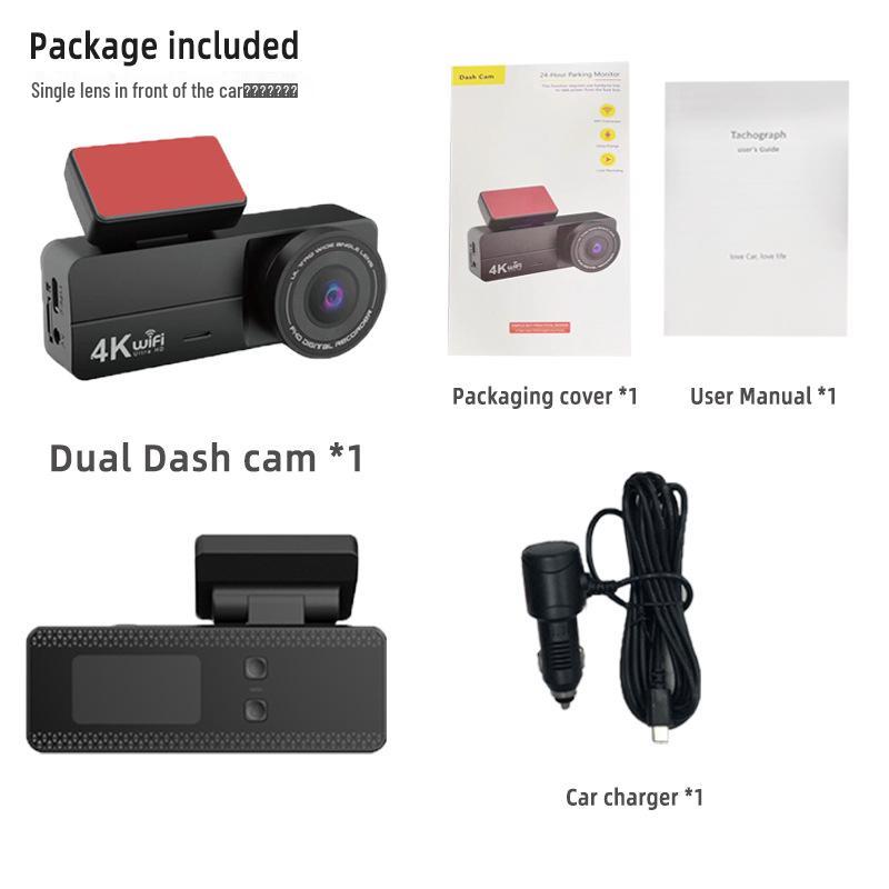 4K HD Night Vision Dash Cam with WiFi Mobile Interconnect & 3M Adhesive