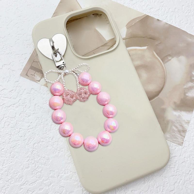 Elegant Bowknot Pendant Keyring 3D Cherries Keychain Portable Beaded Key Chain Jewelry Bag Accessory for Women and Girls