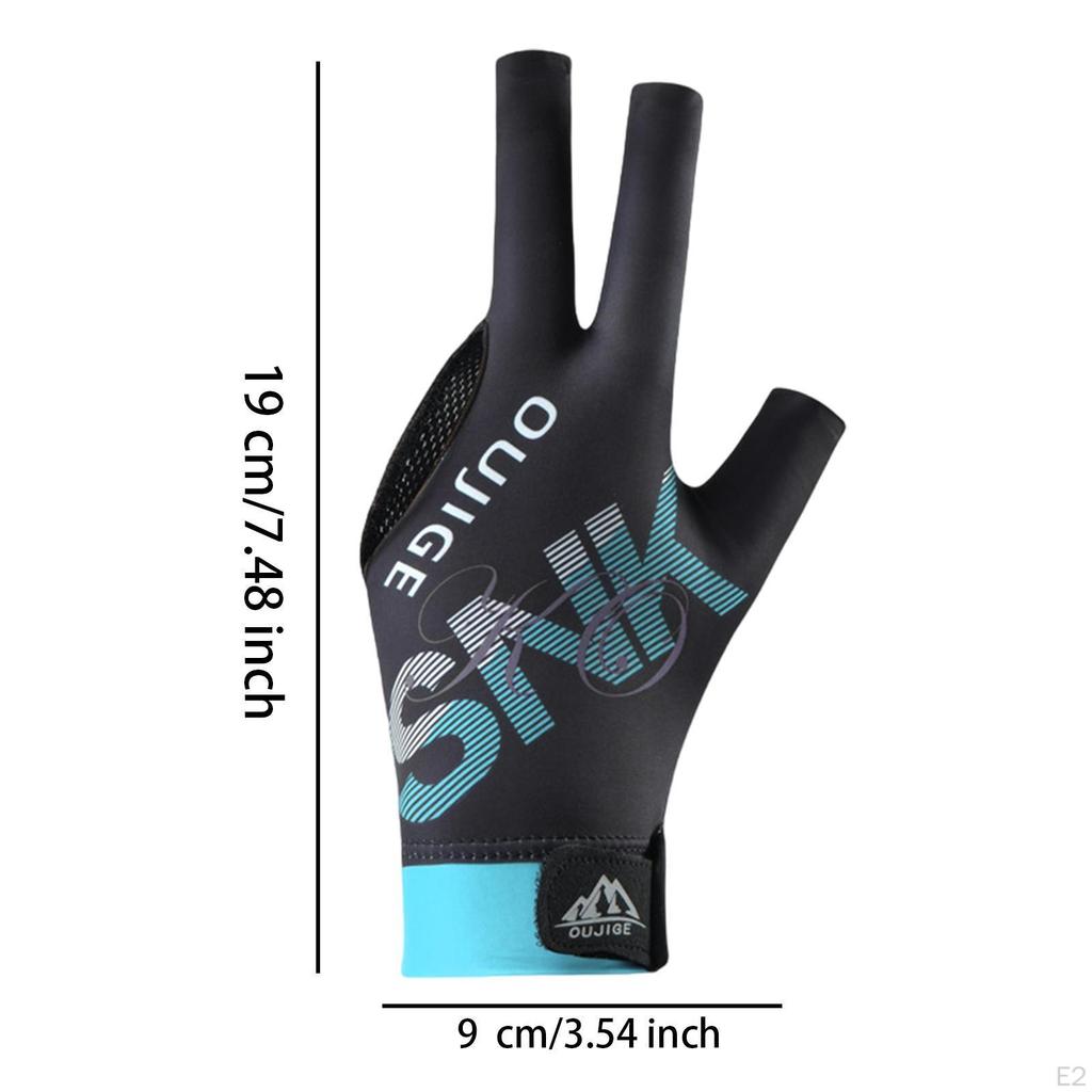 3 Finger Billiard Glove Pool Cue for Women Men Non Slip Left Hand Lightweight Snooker