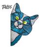 Waterproof Cat Car Decal Stained Glass Window Cling, Vintage Colorful Kitty Decal, Removable Static Artistic Decoration Sticker for Door Wall