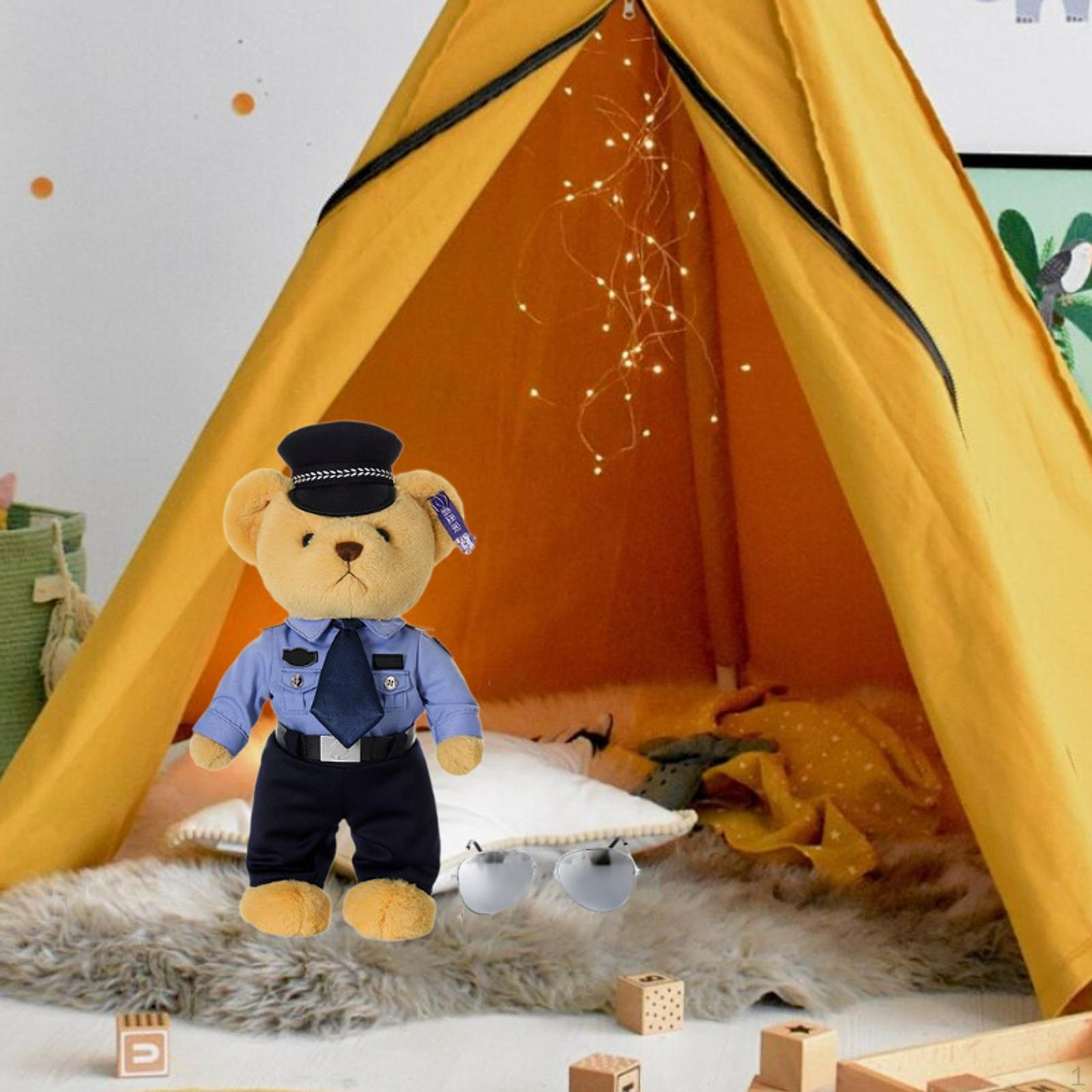 

Полицейская плюшевая игрушка, 40 см, кукла-медведь с орнаментом для взрослых, детей, мальчиков Blue man