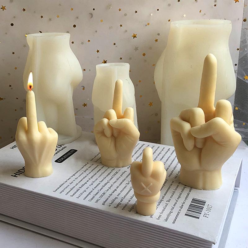 DIY Middle Finger Aromatherapy Candle Mold - Silicone for Handmade Resin & Plaster Ornaments
