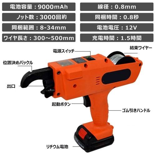Tongxing Electric Rebar Tying Machine, Rechargeable, 8-60mm Tying Range, 4500m/9000Ah Battery, 6 Dedicated Ties, Handheld, Fully Automatic Rebar Wire