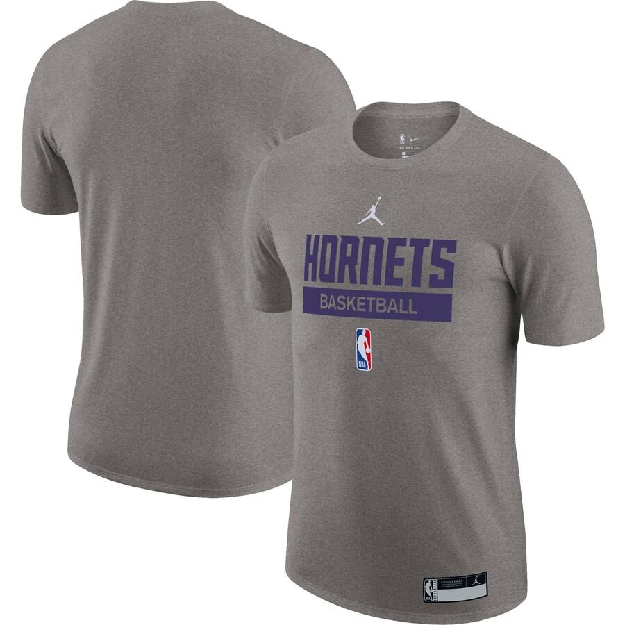 Jordan Hornets Training Alphabet Print Round Neck Short Sleeve T-Shirt Men Tops Grey DR6455-063