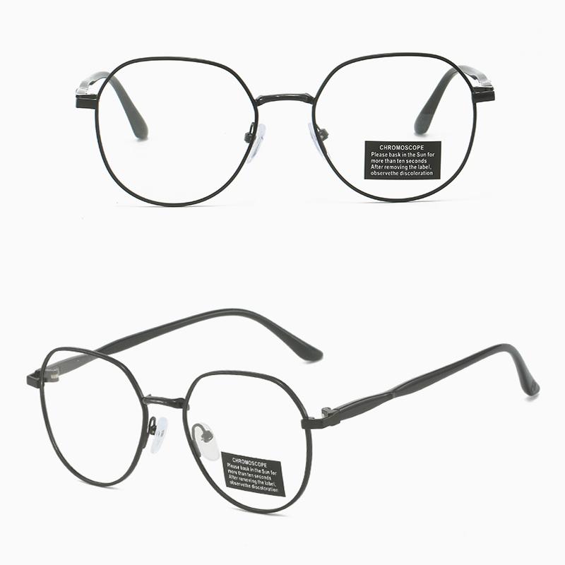 Photochromic Anti Radiation Eyeglasses For Women/Men Milk Tea Color Anti-blue Glasses Frame Anti rad Sun Adaptive Glass Metal Round Female Sunglasses