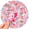200 Color Mix And Match Pink Stickers, Cartoon Cute Pink Fresh Stickers