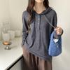 Hooded drawstring design knitted sweater women's autumn new pullover long sleeve simple wind sweater
