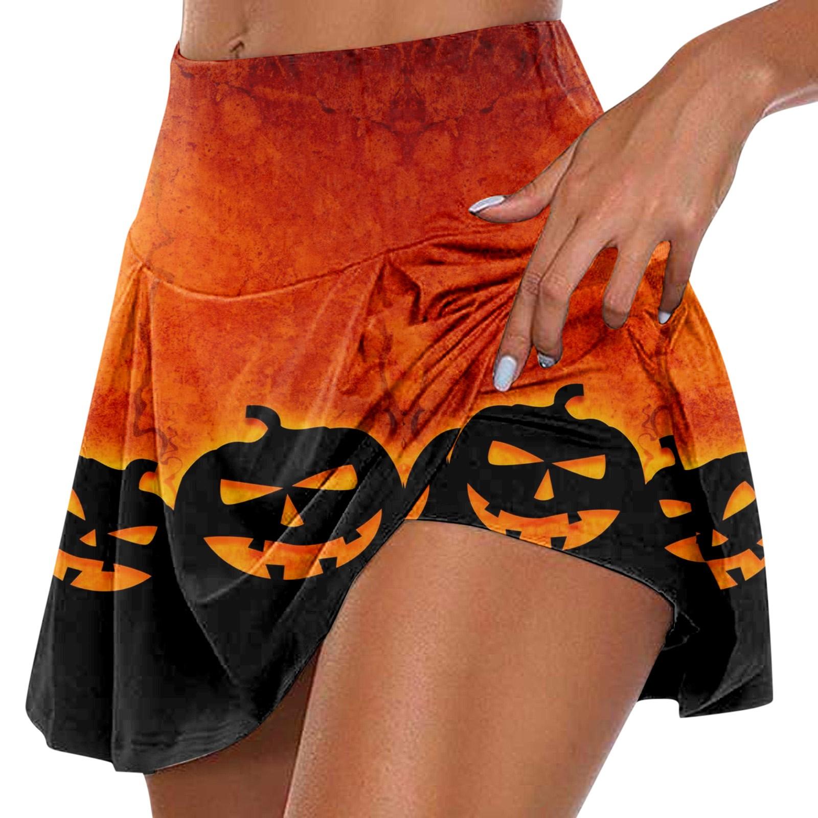 

Женские спортивные эластичные плиссированные теннисные юбки для бега, йоги, внутренние шорты, эластичные спортивные шорты для гольфа S оранжевый