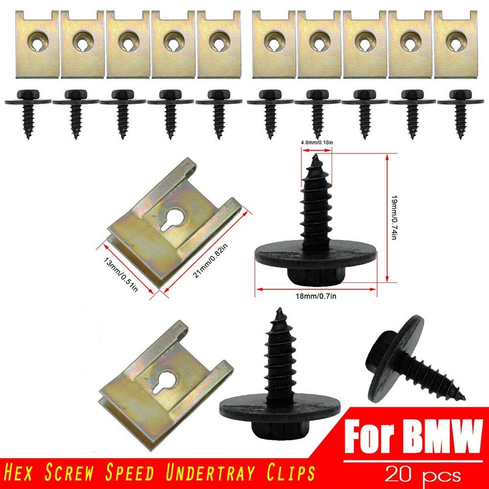Fastener Screw 20pcs Bolt For BMW Metal Screw Clips
