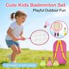 Kids Badminton Racket 2Pcs Set with 3 Balls Non-Slip Soft Grip Portable for Beginner Training Outdoor Beach Activities