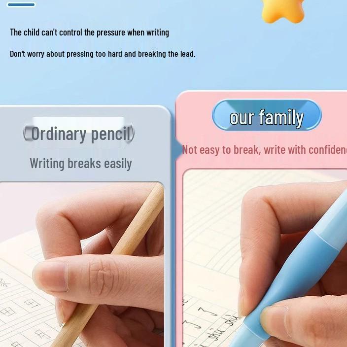 Automatic Posture Correction Pencil for Primary School Students, 2B, 2.0mm Non-Breaking Lead, Black Writing Correction Tool