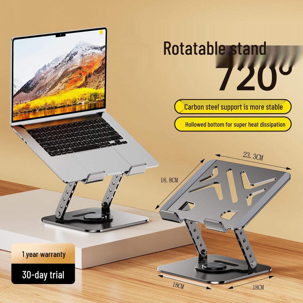 Foldable Metal Laptop & Tablet Stand with 360° Rotation and Double Rod Support