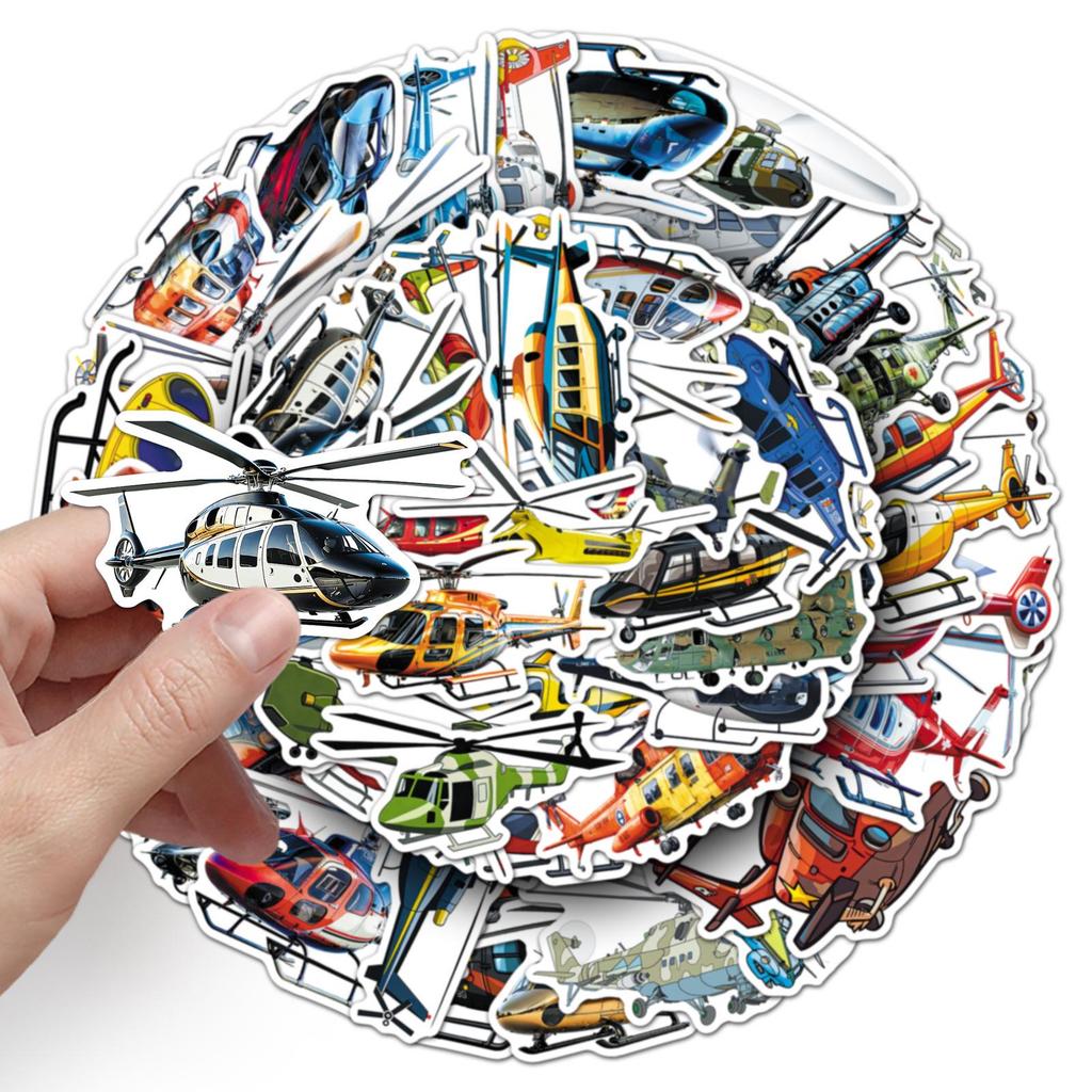 50 Waterproof Helicopter Stickers for DIY Laptop Decoration