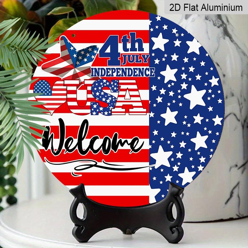 2D Flat Retro Aluminum Wall Stickers In Various Sizes. Independence Day Theme, Fourth of July American Flag, USA Door Decoration/welcome Sign. Ideal