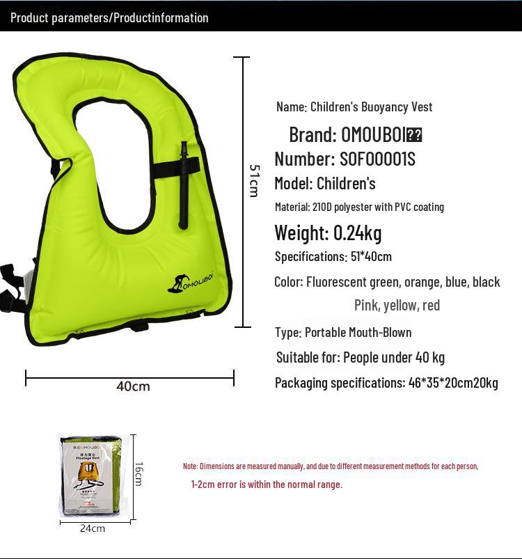 Gilet de sauvetage gonflable adulte et enfant et aide à la natation