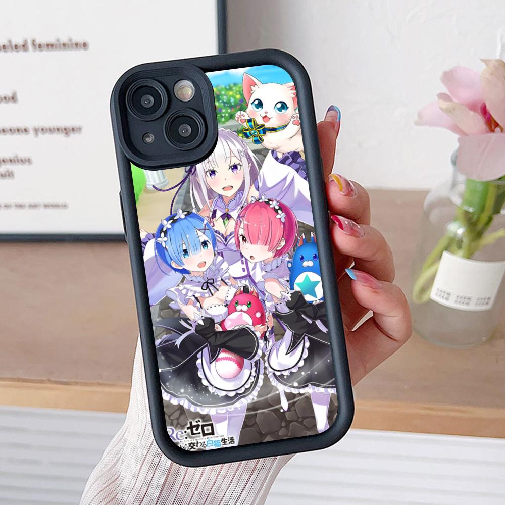 ReZero Rem Ram Thicken TPU Mobile Phone Case for iPhone 17 16 15 14 13 12 11 Air Pro Max Plus Colorful Cover