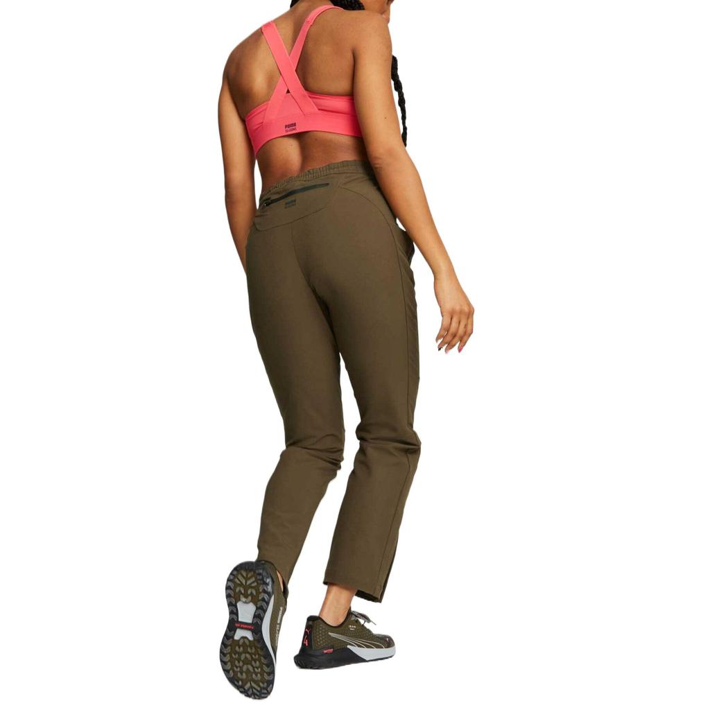 Puma Comfortable Breathable Sports Zipper Straight Leg Casual Pants Women Pants Olive-Green 522584-62