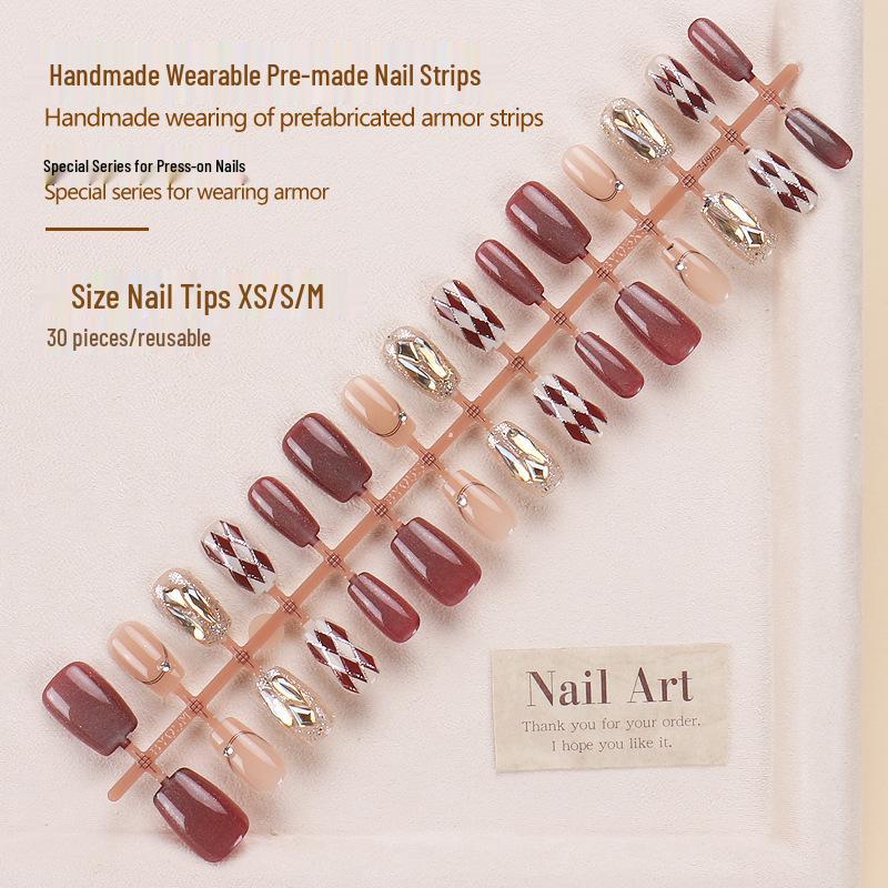 

Клетчатые стразы ручной работы накладные ногти – Острые полоски для накладных ногтей в стиле TikTok Glue Type