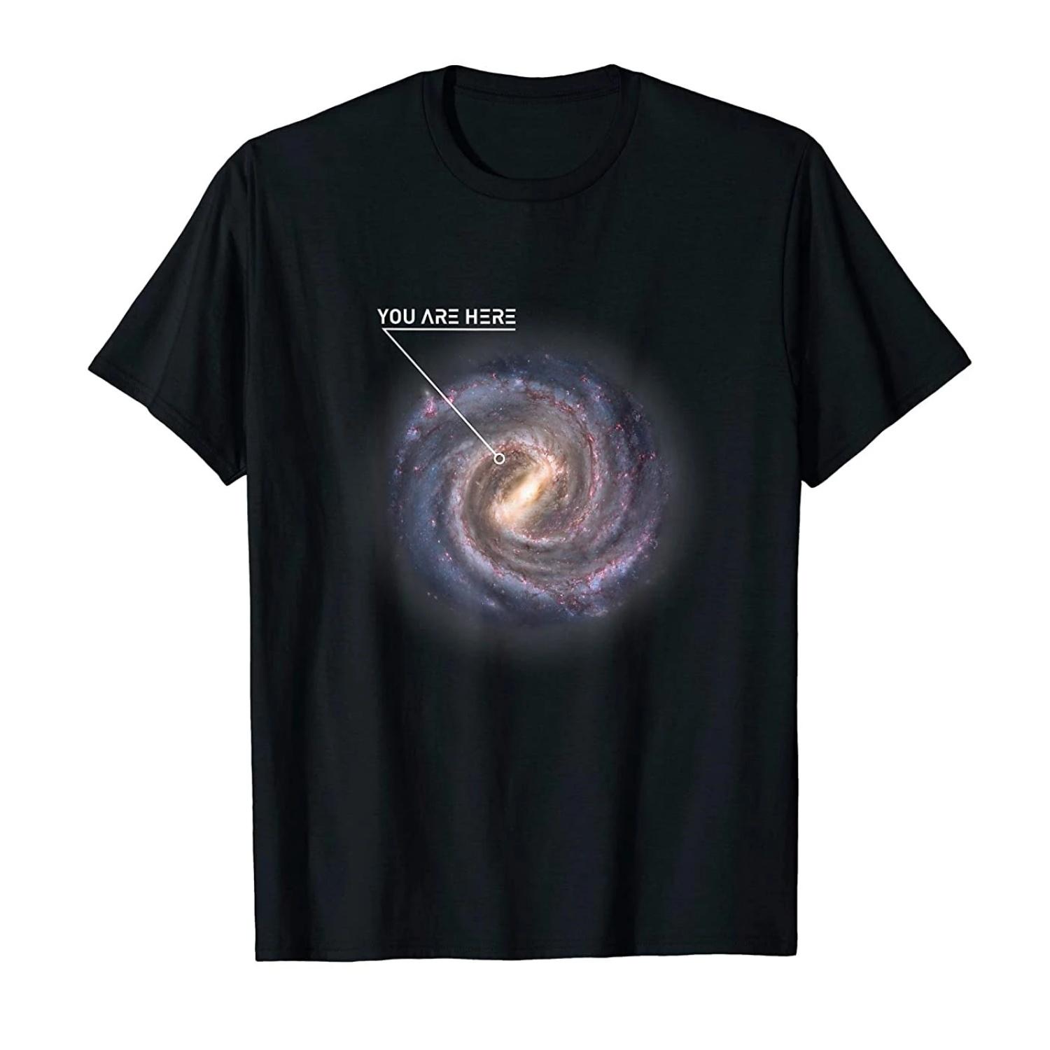 

2025 new model FunnyAre Here Galaxy Astronomy Milky Way Space Sci-Fi T-Shirt Men Clothing Graphic T Shirts Streetwear Harajuku S чёрный
