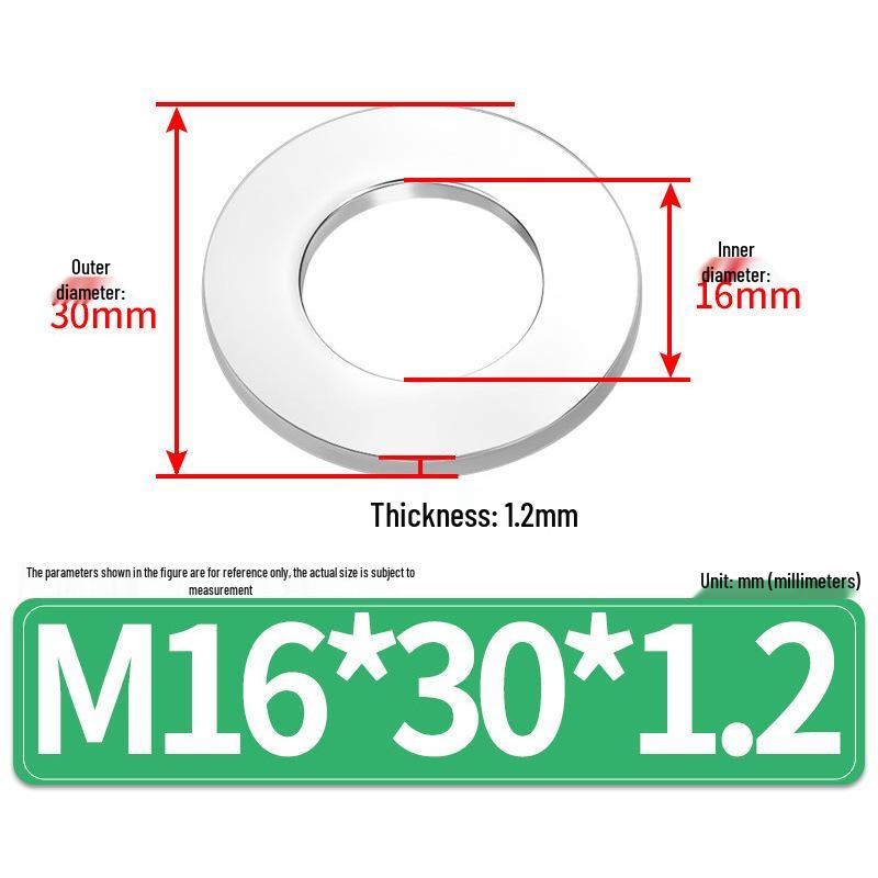 Jin Juntai Thick & Thin Stainless Steel Flat Washer, Round M10-M36