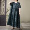 DIMANAF 2025 Summer Plus Size Dress Basic Women Casual Loose Vintage Oversized Printing New Long O-Neck Dress