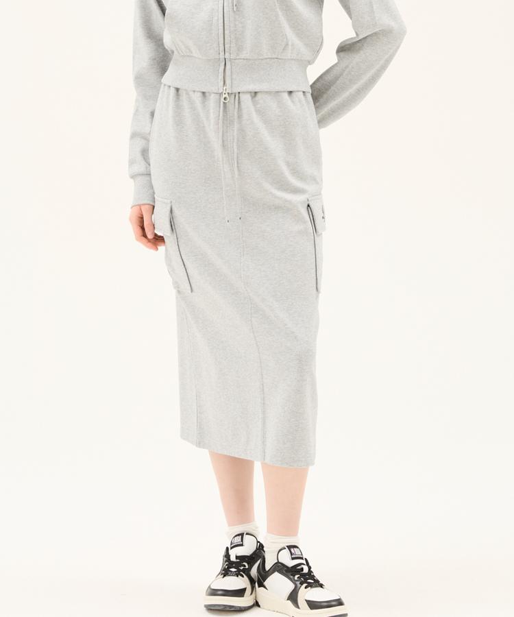 Enbiei Women'S Lettering Cargo Skirt (N251Tk731P) Melange Gray