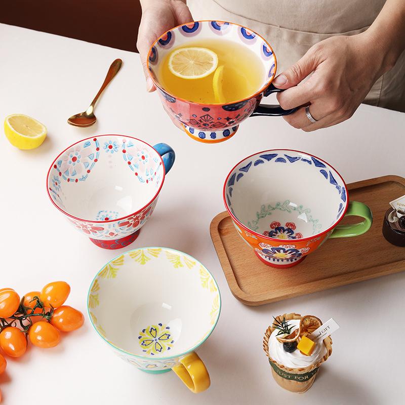 Large Capacity Oat Milk Breakfast Bowl Ceramic Mug Creative Personality Cute Home INS Coffee Cup Decoration Ornament
