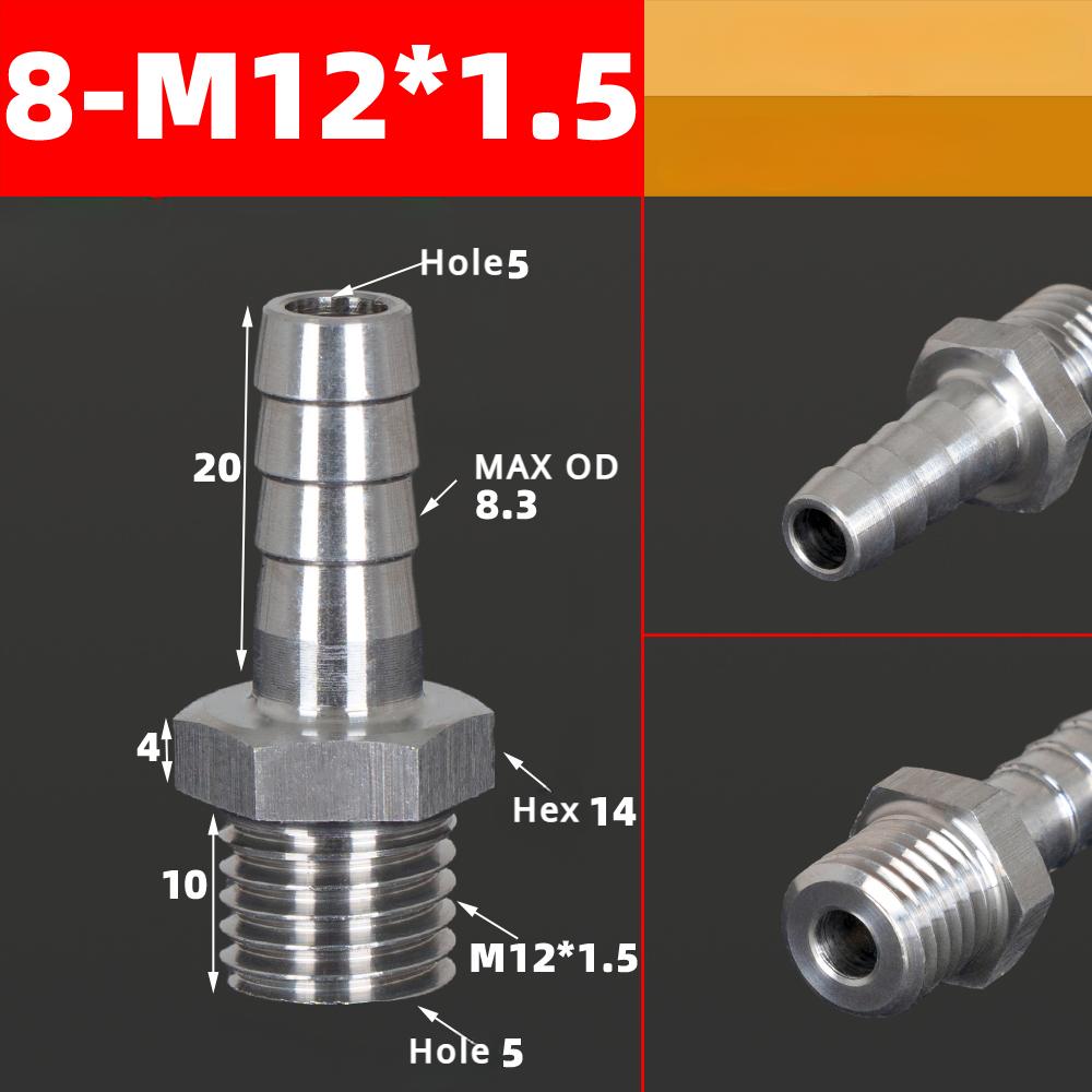 M3 M4 M5 M6 M8 M10 M12 M14 M16 Metric Male To 3 4 5 6 8 10 12 Mm Hose Barb Nipple 304 Stainless Steel Pipe Fitting Air Water Gas