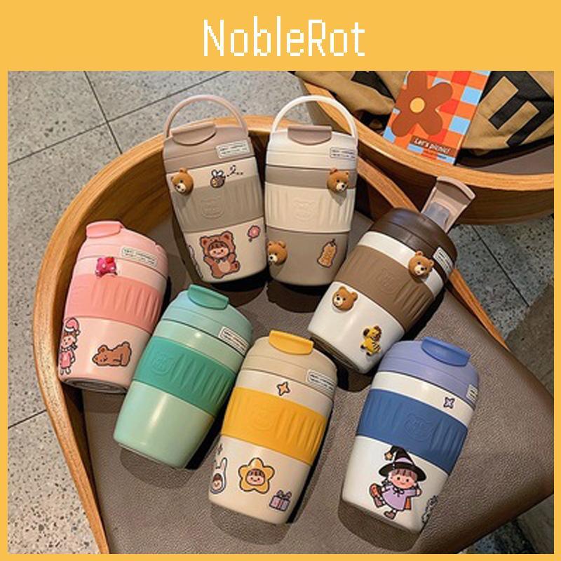 Cute 370ml Portable Thermos Bottle With Straw For Kids And Female Students