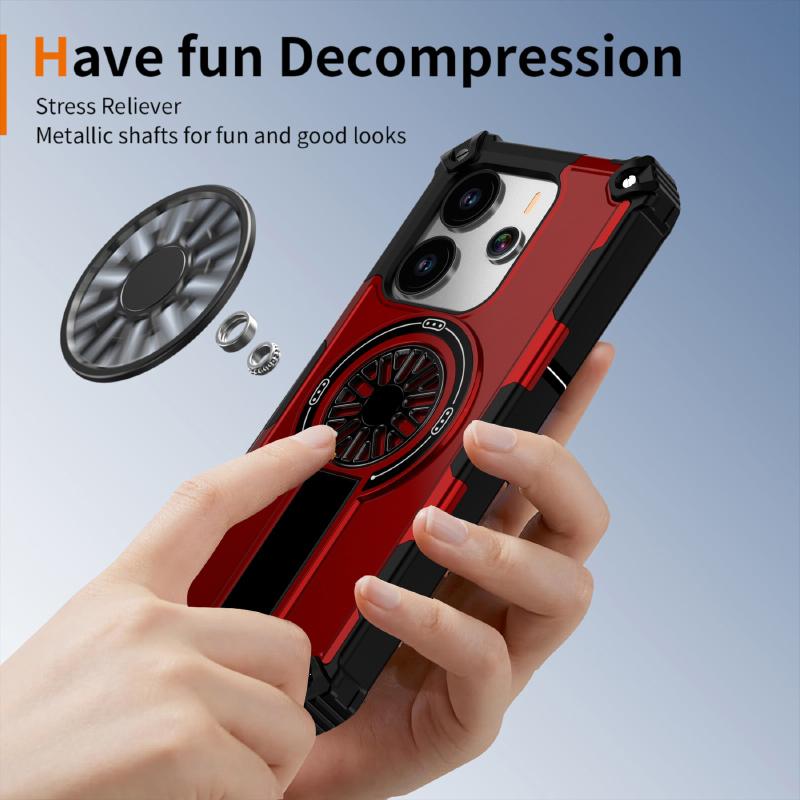 New For Magsafe Magnetic Fold Bracket Solid Color Soft TPU+Hard PC Armor Phone Case For Redmi Note 14 Pro Plus Bumper Back Cover