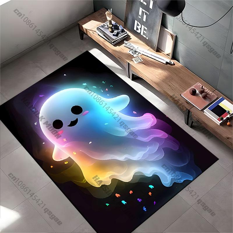 Cute colorful glowing ghost carpet Yoga living room room decor children's crawling mat doormat area rug games mat