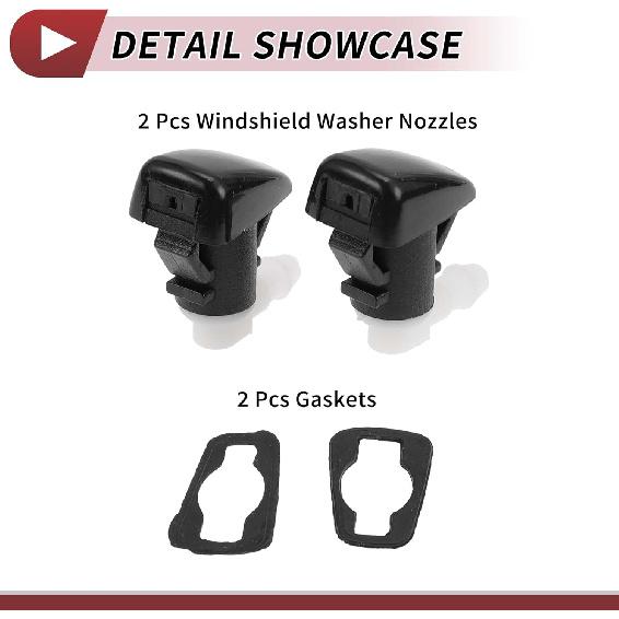 2pcs Windshield Washer Nozzle for Cadillac SRX for Cadillac SRX Front Windshield Spray Nozzles Wiper Spray Washer Jet No.25823361 Black Plastic