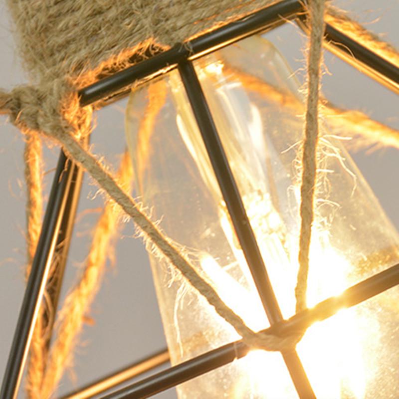 Vintage Fier Cânepă Funie Fier Cadru Un singur Cap Pandantiv Lumini Sufragerie Hot Pot Restaurant Retro Industrial Stil Pandantiv