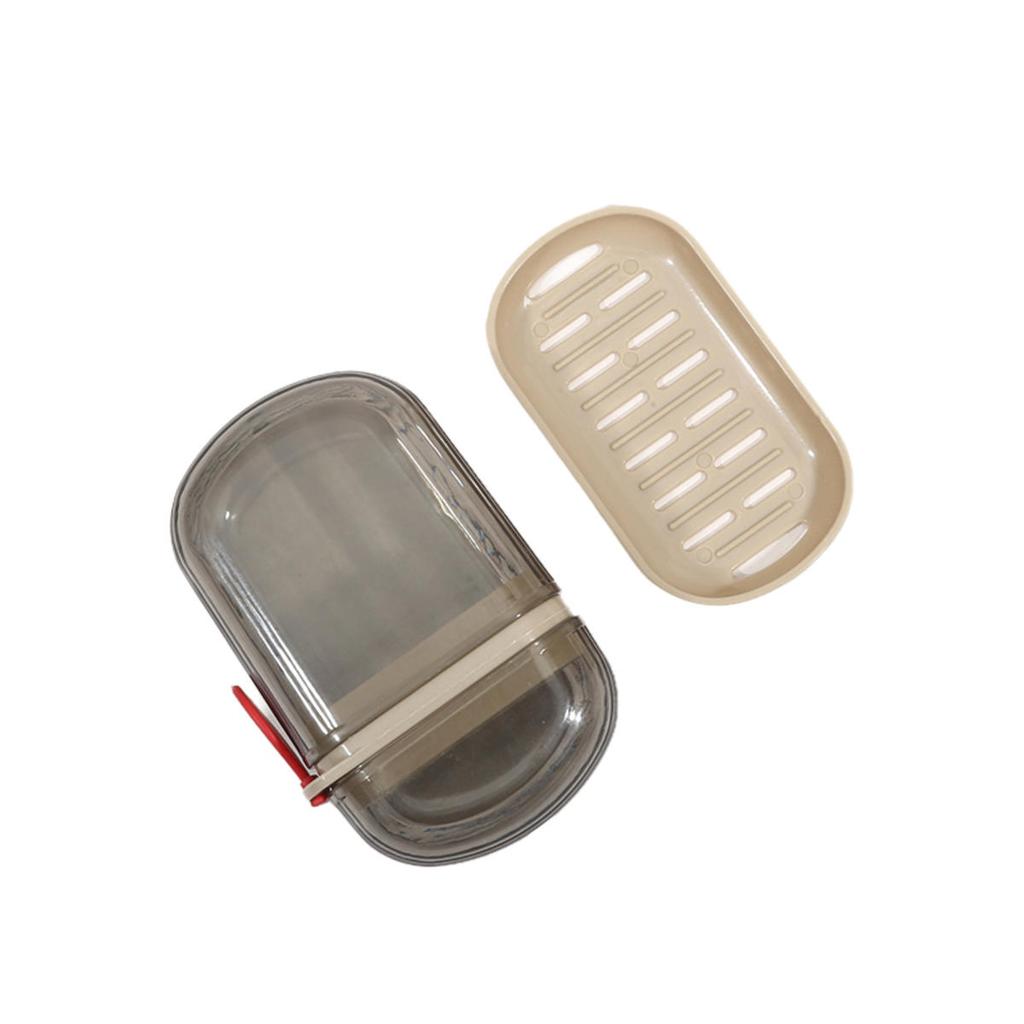 Portable Soap Tray Leakproof Household Bathroom Drain Tray Bathroom Transparent Soap Box with Lid for Camping Traveling