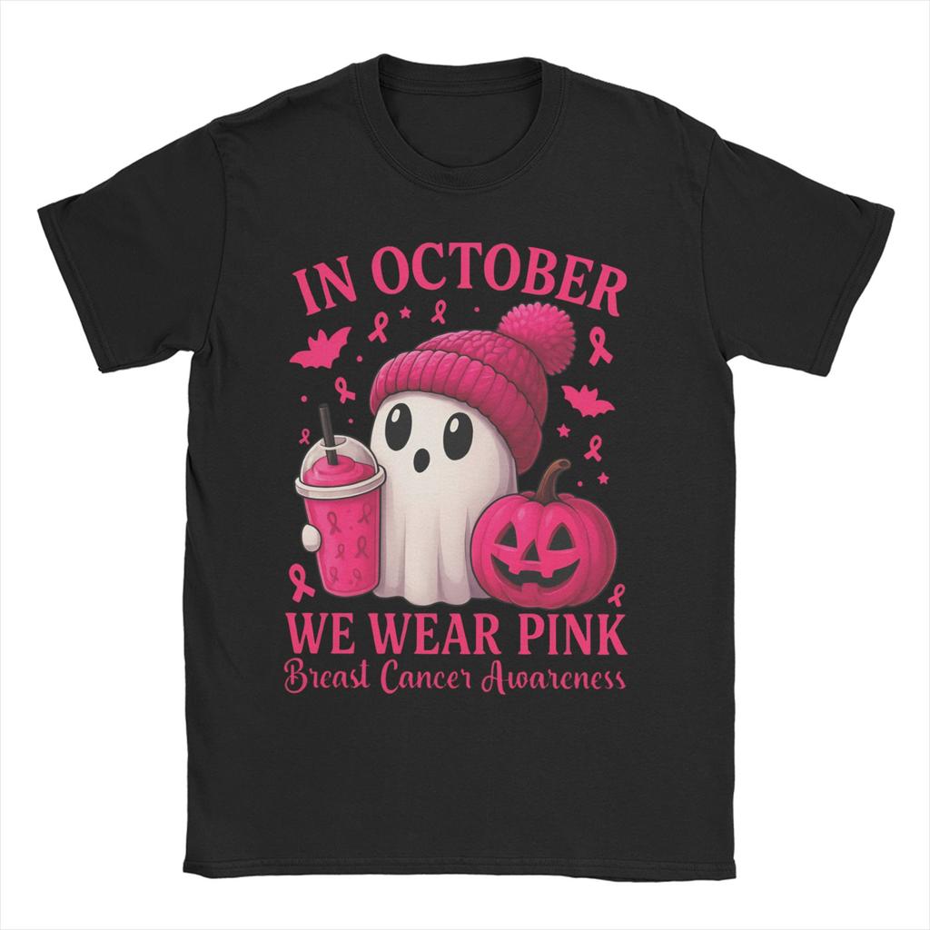 In October We Wear Pink T Shirt Men 100% Cotton Awesome T-Shirt Round Neck Tee Shirt Short Sleeve Tops Gift Idea