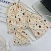 48151 [Copyright] Cartoon Drawstring Bundle Mouth Bag Student Storage Bag Lipstick Cosmetic Bag Portable Three-piece Set