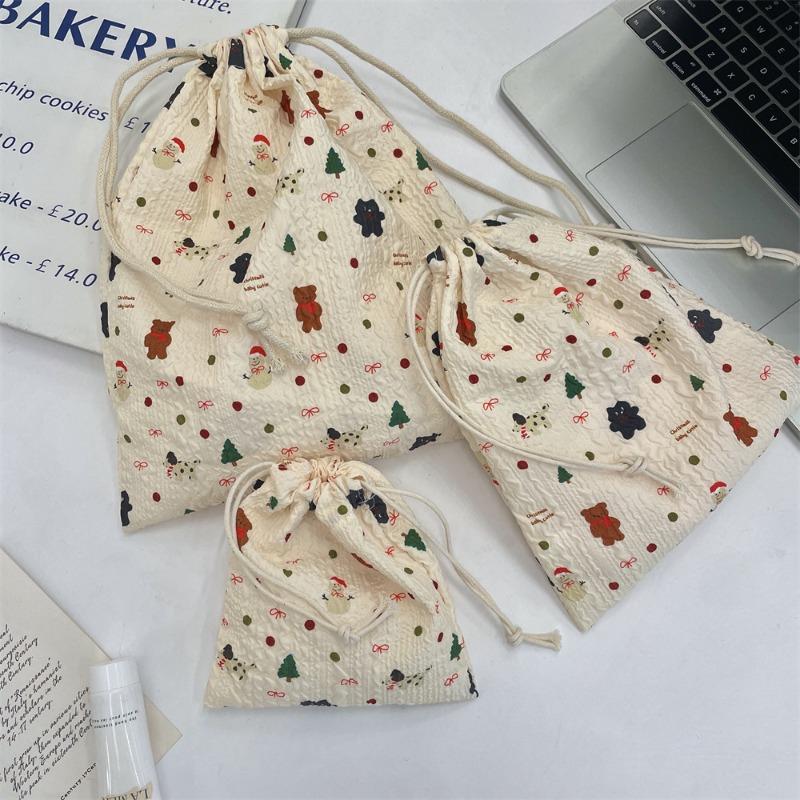 48151 [Copyright] Cartoon Drawstring Bundle Mouth Bag Student Storage Bag Lipstick Cosmetic Bag Portable Three-piece Set