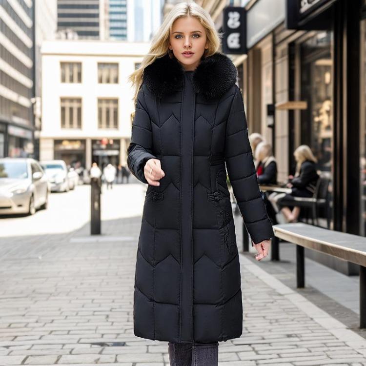 Neue Mode Winter Dick Baumwolle Gepolstert Lang Knie Übermantel für Damen Europäischer und Amerikanischer Stil