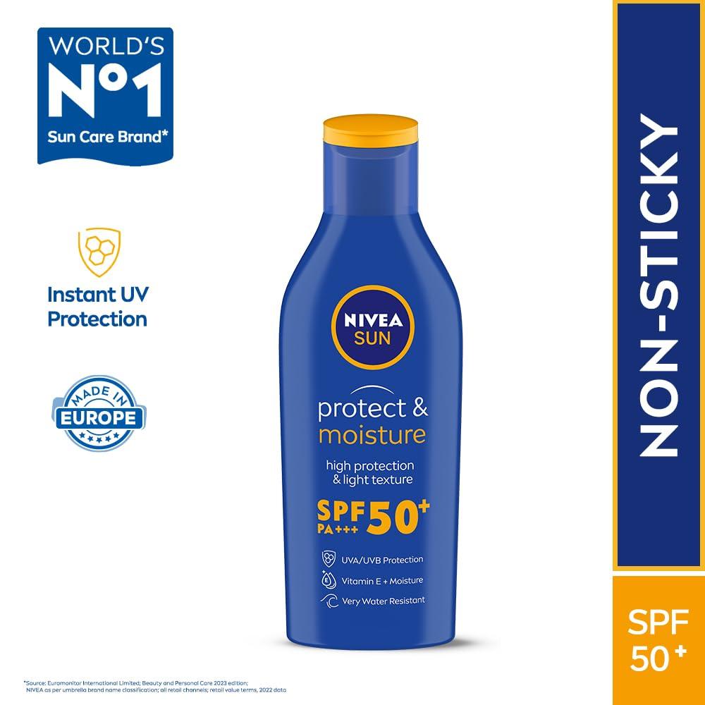 Nivea Sun Protect & Moisture SPF 50 Sunscreen 75ml – Vitamin E Enriched, Water Resistant, UVA/UVB Protection for All Skin Types
