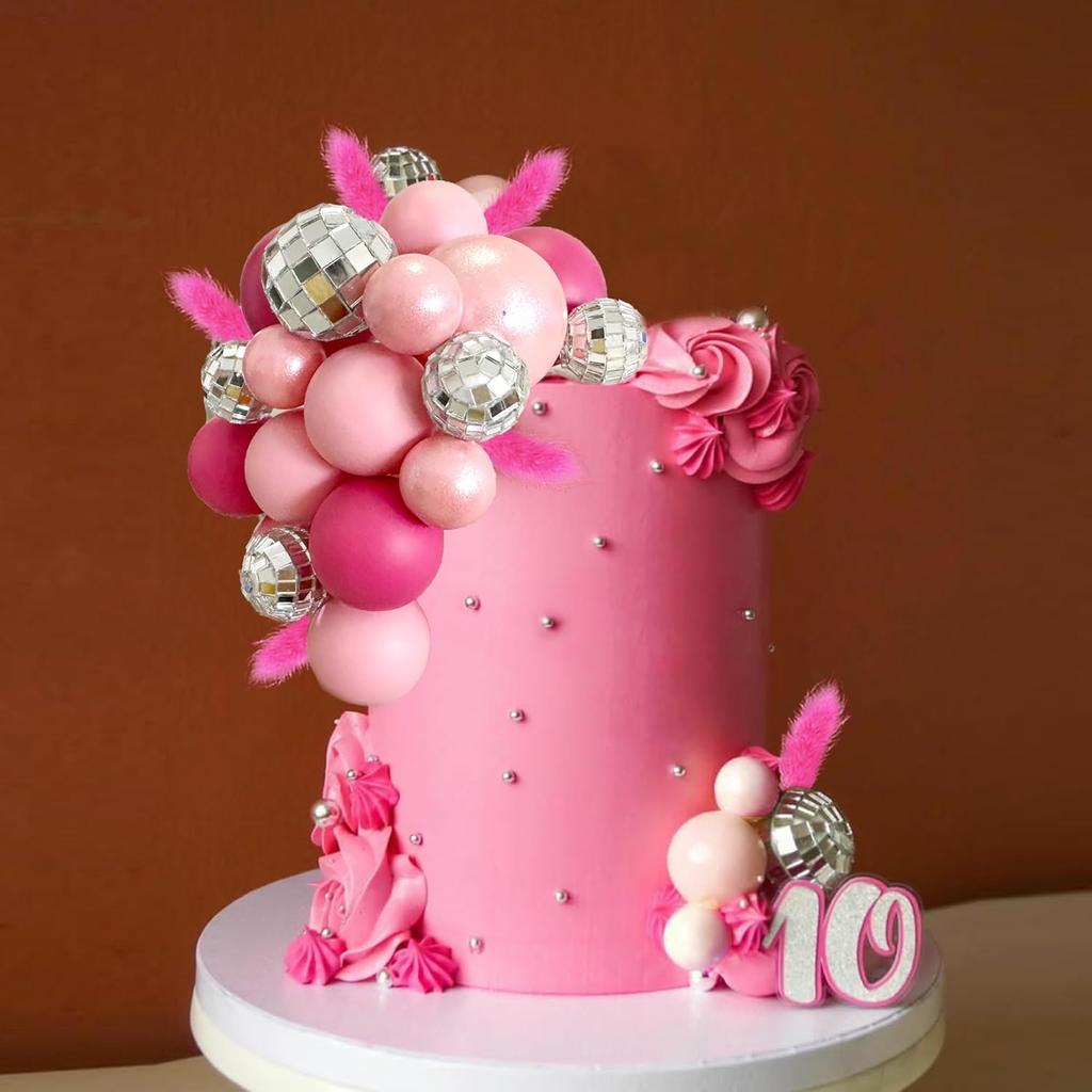 Balls Cake Toppers Palm Leaves Cake Decorations for Birthday Wedding Anniversary Baby Shower Party Supplies