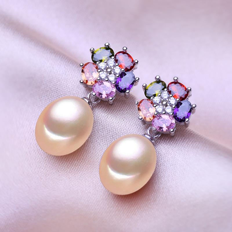 

Серьги SENIKO 8-9 мм с натуральным пресноводным жемчугом, геометрический дизайн, модные серьги с цветами из кубического циркония для женщин, длинные серьги, подарок для девочек розовый