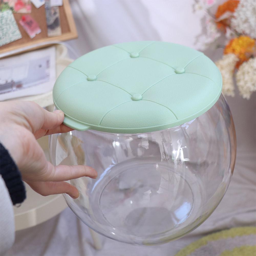 Portable Storage Box Stool Transparent Children Storage Bench Plastic Round Stool Living Room